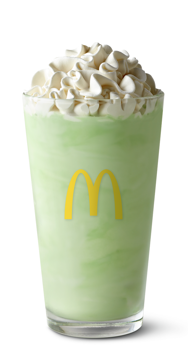 McDonald's Shamrock Shake in a glass with whipped cream